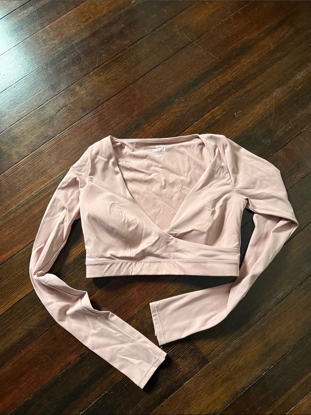 SKIMS Blush Wrap Long Sleeve Crop Top